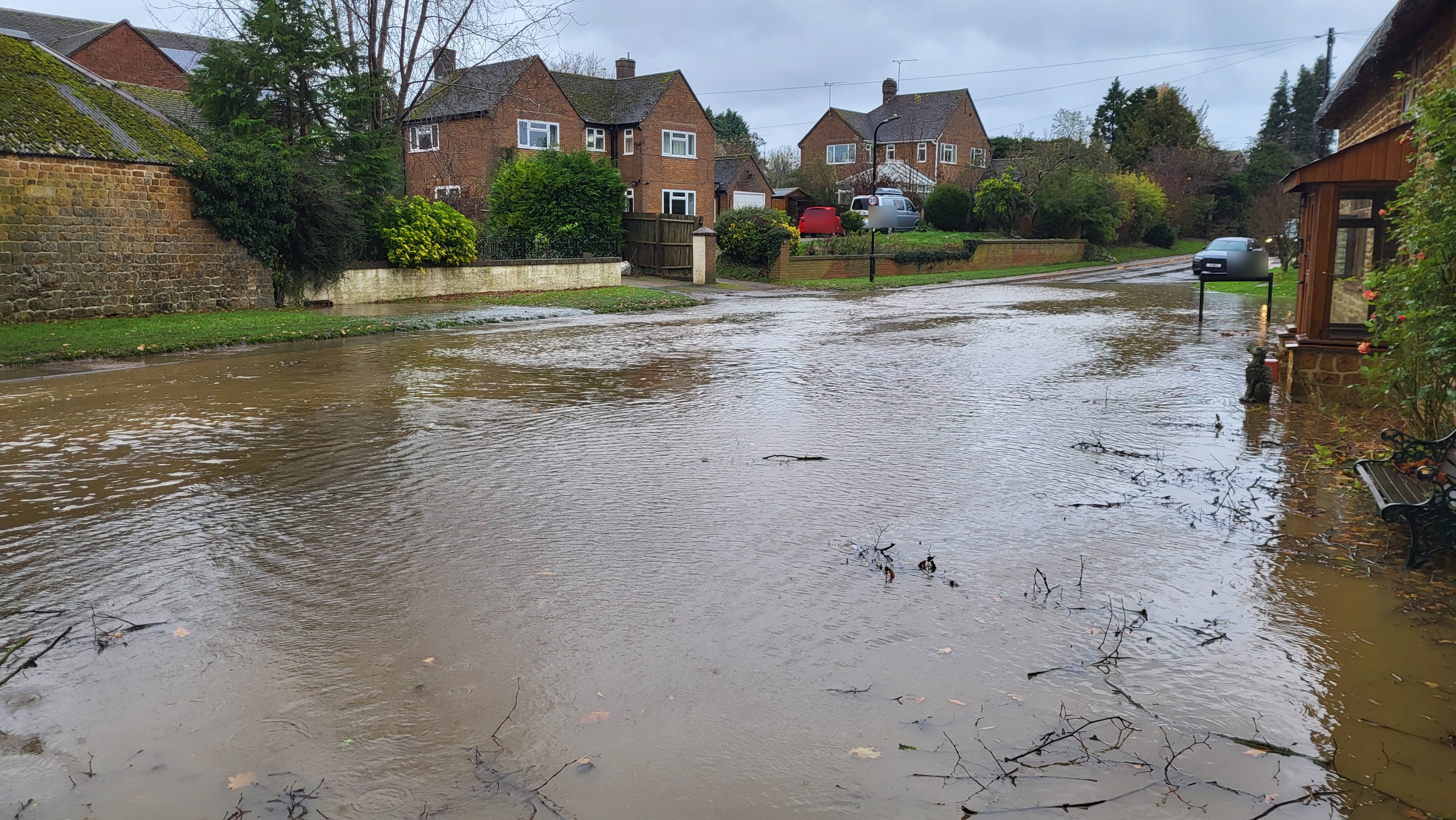 Flooding in Bloxham during Storm Bert in November 2024